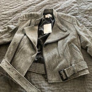 Grey, tweed, motorcycle jacked - Carine Roitfeld and Uniquni